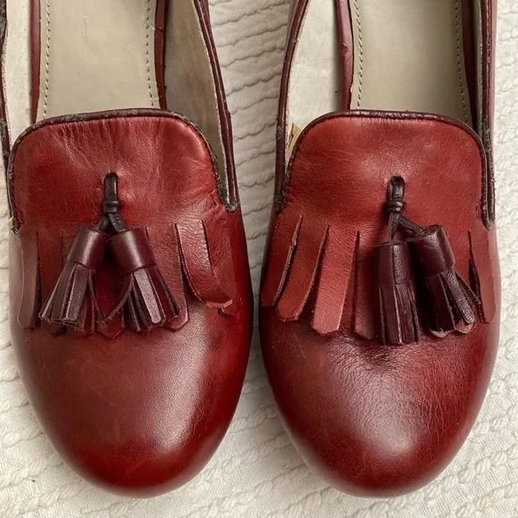Hush puppies Pumps Womens 10 leather tassel heels Red shoes Preppy office career - Picture 4 of 12